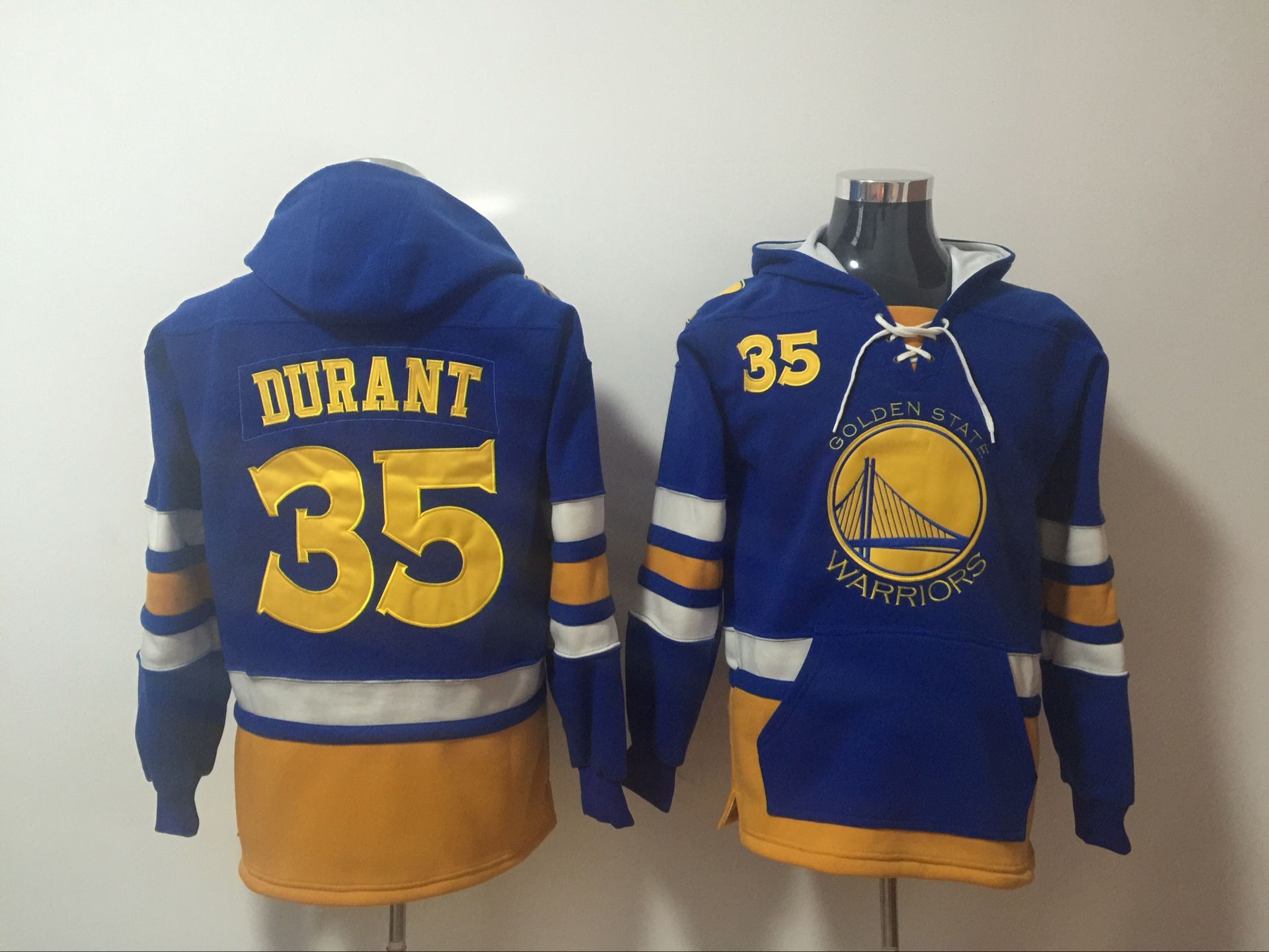 Men 2017 NBA Golden State Warriors #35 Kevin Durant Blue hoodie